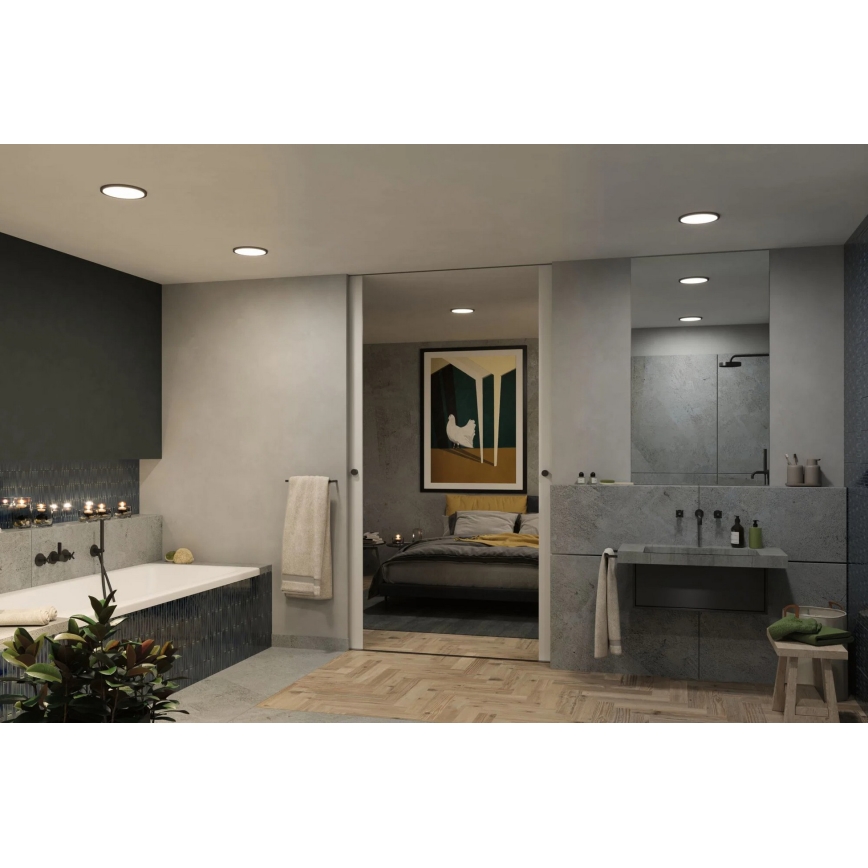 Paulmann 93102 - LED/16W IP44 Dimmbar Badezimmer-Einbauleuchte AREO 230V 2000/3000/4000K Ø 23 cm schwarz