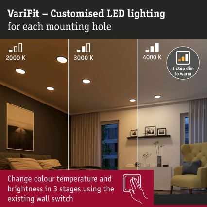 Paulmann 93102 - LED/16W IP44 Dimmbar Badezimmer-Einbauleuchte AREO 230V 2000/3000/4000K Ø 23 cm schwarz