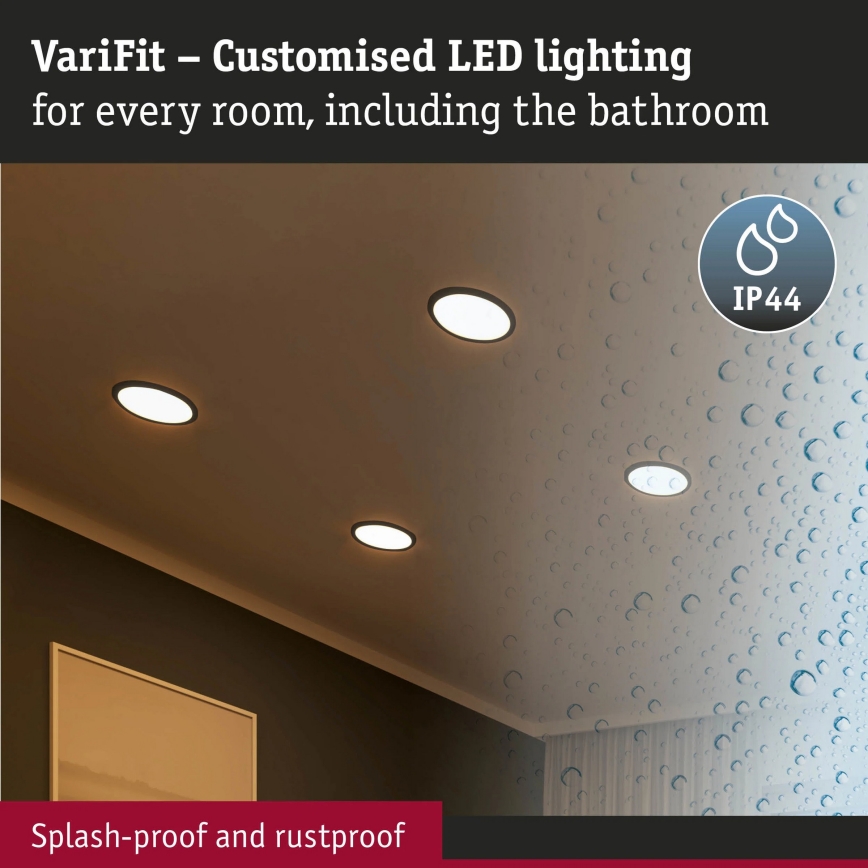 Paulmann 93102 - LED/16W IP44 Dimmbar Badezimmer-Einbauleuchte AREO 230V 2000/3000/4000K Ø 23 cm schwarz