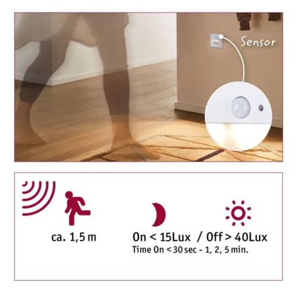 Paulmann 93133 - LED/1,2W Treppenleuchte mit Sensor EDGE 230V weiß