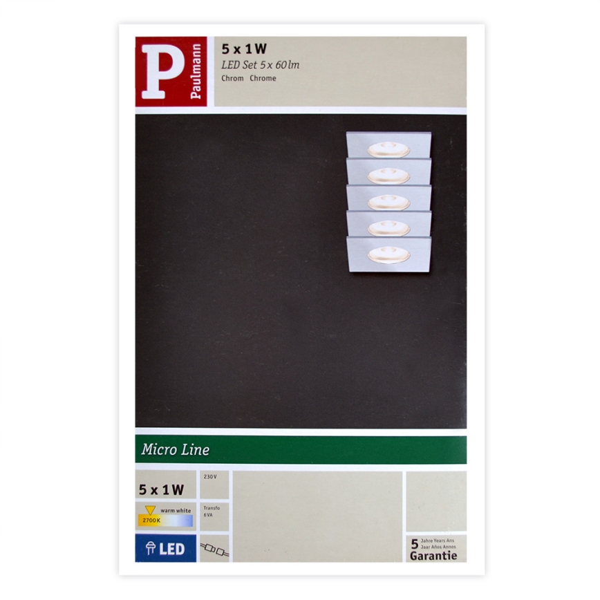 Paulmann 93550 - SET 5x LED/1W Vitrinenbeleuchtung MICRO LINE MINI 230V