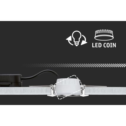 Paulmann 93942 - SET 3xLED/6,8W IP23 Dimmbare Einbauleuchte für Badezimmer COIN 230V