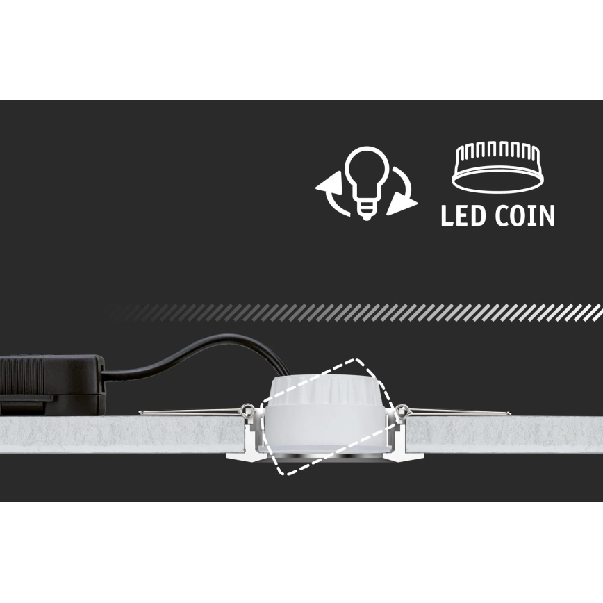 Paulmann 93942 - SET 3xLED/6,8W IP23 Dimmbare Einbauleuchte für Badezimmer COIN 230V