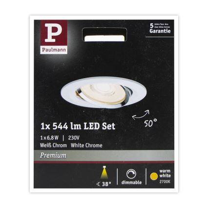 Paulmann 93945 - LED/6,8W IP23 Dimmbare Badezimmer-Einbauleuchte COIN 230V