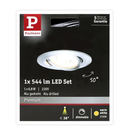Paulmann 93946 - 1xLED/6,8W IP23 Dimmbare Einbauleuchte COIN 230V