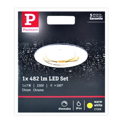 Paulmann 93959 - LED/7W IP44 Dimmbares Badezimmerleuchte COIN 230V