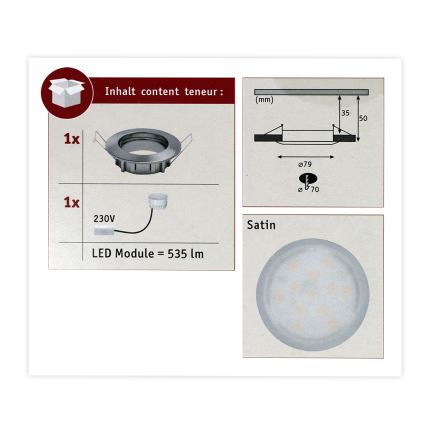 Paulmann 93975 - LED/6,8W IP44 Badezimmer-Einbauleuchte COIN 230V