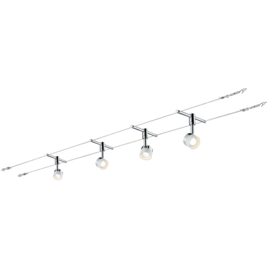 Paulmann 94080 - Set 4xLED/4,8W Komplettes Seilsystem STAGE 230V glänzender Chrom