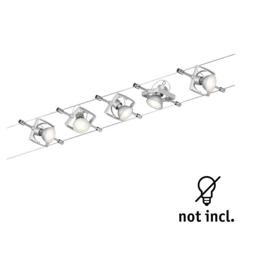Paulmann 94133 - Set 5xGU5,3/10W Komplettes Seilsystem MAC 230V mattchrom