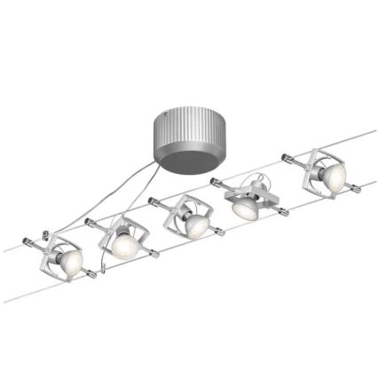 Paulmann 94133 - Set 5xGU5,3/10W Komplettes Seilsystem MAC 230V mattchrom