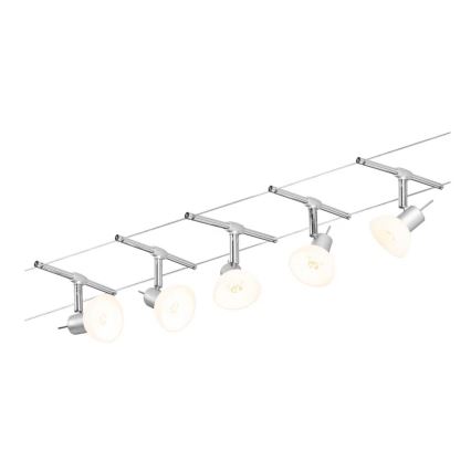 Paulmann 94136 - SET 5xGU5,3/10W Einbaustrahler für Seilsystem SHEELA 230V glänzender Chrom
