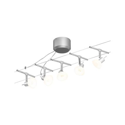 Paulmann 94136 - SET 5xGU5,3/10W komplettes Seilsystem SHEELA 230V glänzender Chrom