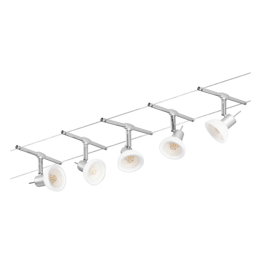 Paulmann 94136 - SET 5xGU5,3/10W komplettes Seilsystem SHEELA 230V glänzender Chrom