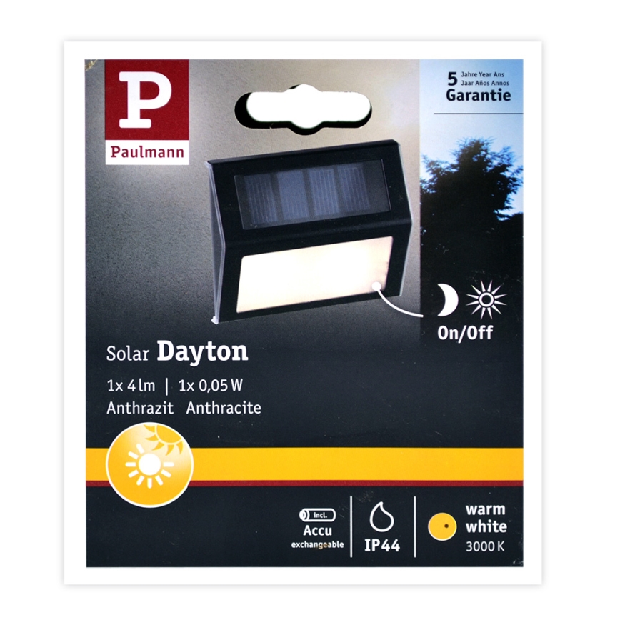 Paulmann 94234 - LED/0,05W IP44 Outdoor-Solarleuchte mit Sensor DAYTON 1,2V 400 mAh