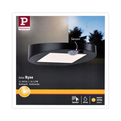 Paulmann 94246 - LED/1,2W IP44 Außen-Solarleuchte mit Sensor RYSE 3,7V