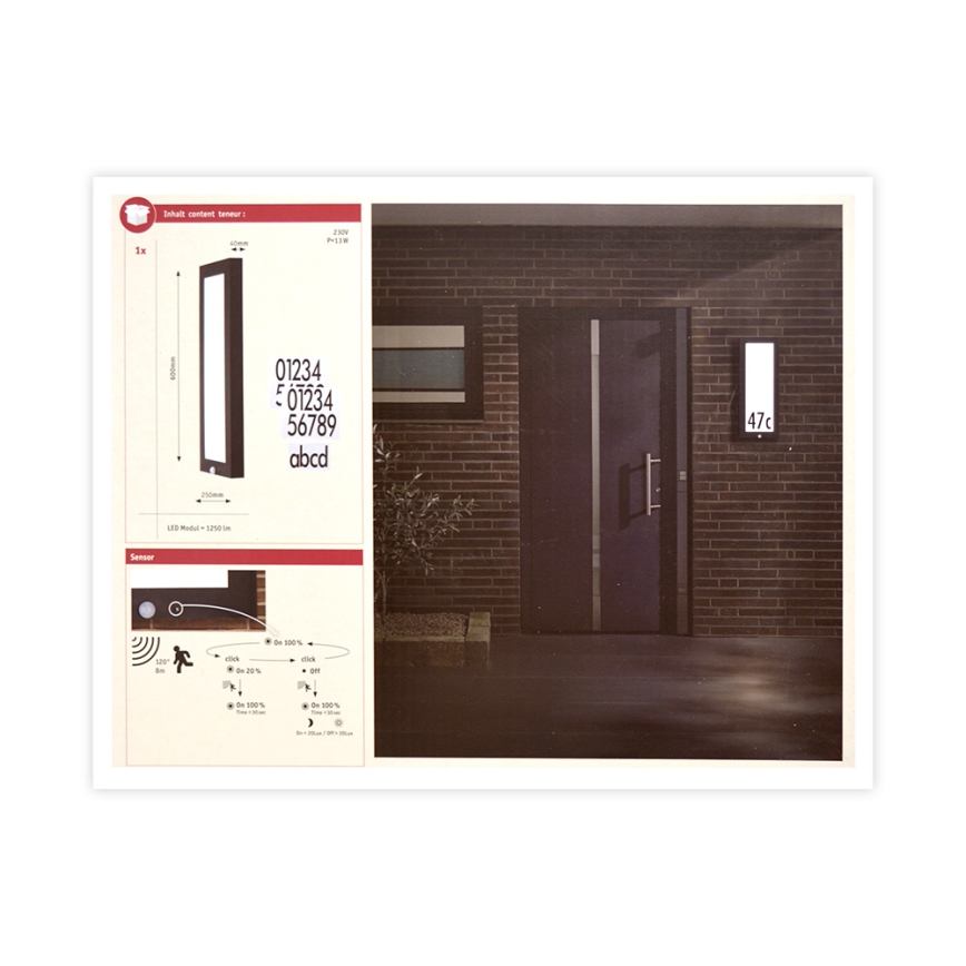 Paulmann 94256_1 - LED/10W IP44 Outdoor-Deckenleuchte mit Sensor 230V