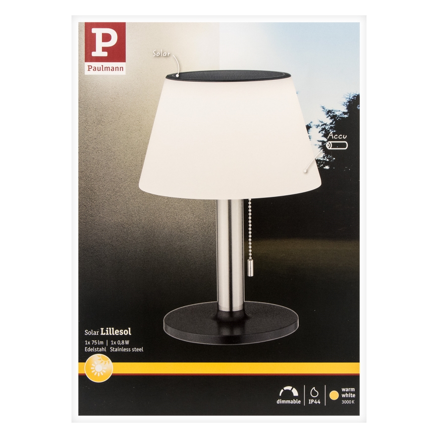 Paulmann 94309 - LED/0,8W IP44 Dimmbare Solarleuchte LILLESOL 3,7V 2000 mAh