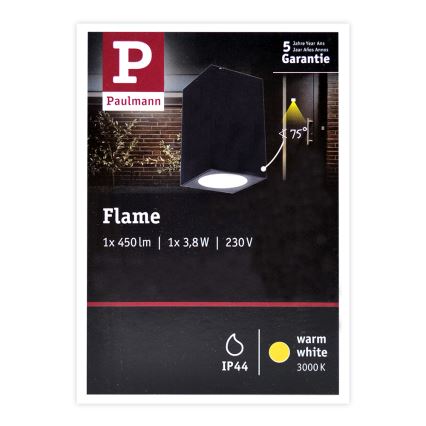 Paulmann 94327 - LED/3,8W IP44 Außenwandleuchte FLAME 230V anthrazit