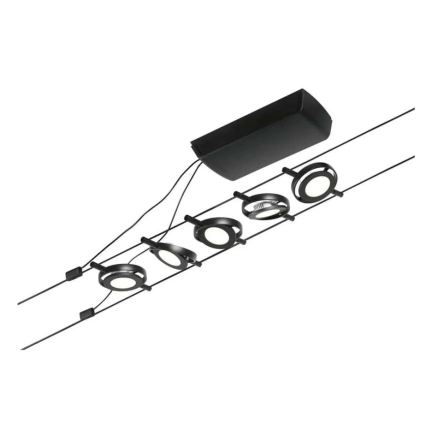 Paulmann 94418 - SET 5xLED/4,5W Einbauleuchte für Seilsystem ROUNDMAC 230V schwarz