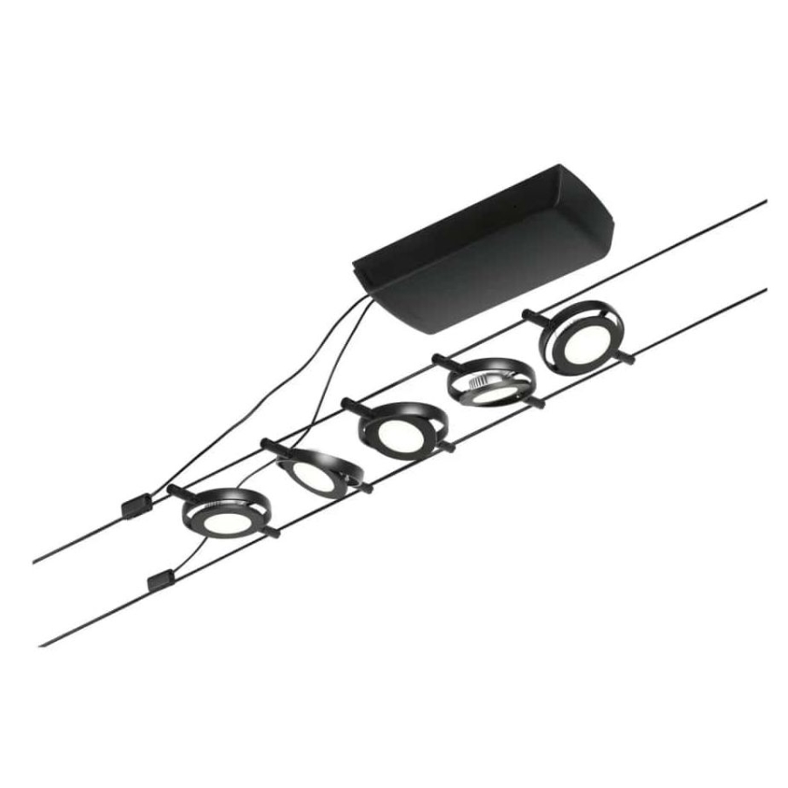 Paulmann 94418 - SET 5xLED/4,5W Einbauleuchte für Seilsystem ROUNDMAC 230V schwarz