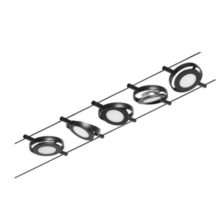 Paulmann 94418 - Set 5xLED/4,5W Komplettes Seilsystem ROUNDMAC 230V schwarz
