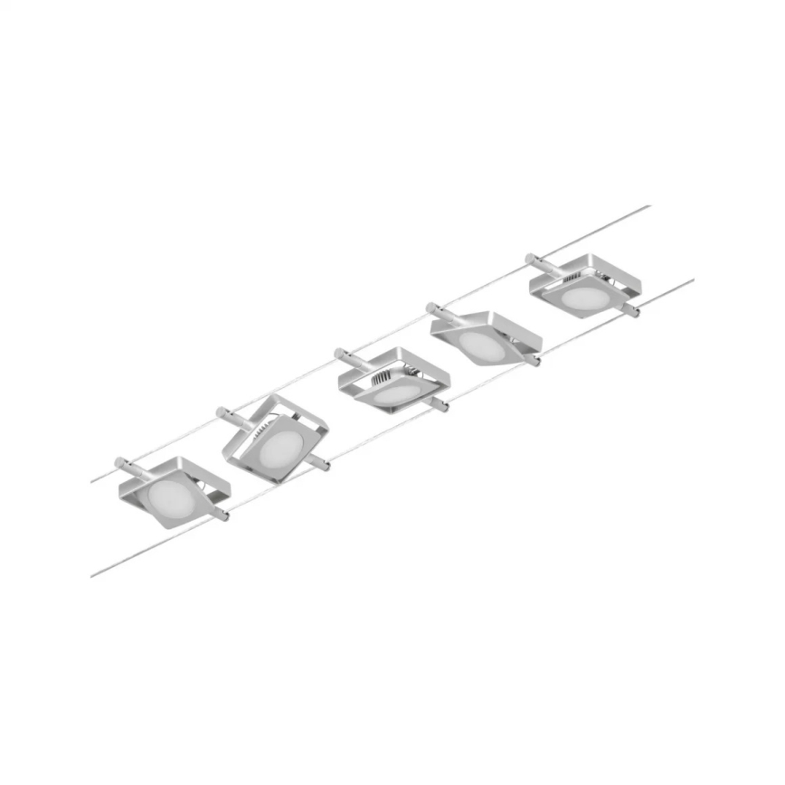 Paulmann 94420 - SET 5xLED/4,5W Komplettes Seilsystem MAC 230V mattchrom