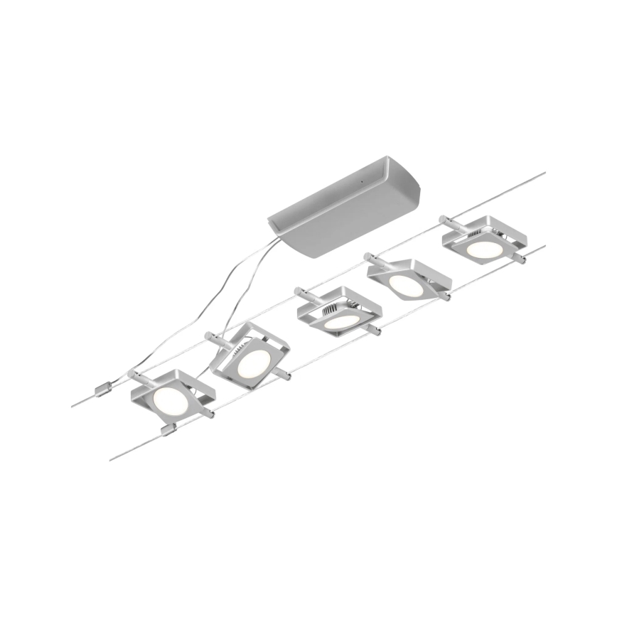 Paulmann 94420 - SET 5xLED/4,5W Komplettes Seilsystem MAC 230V mattchrom
