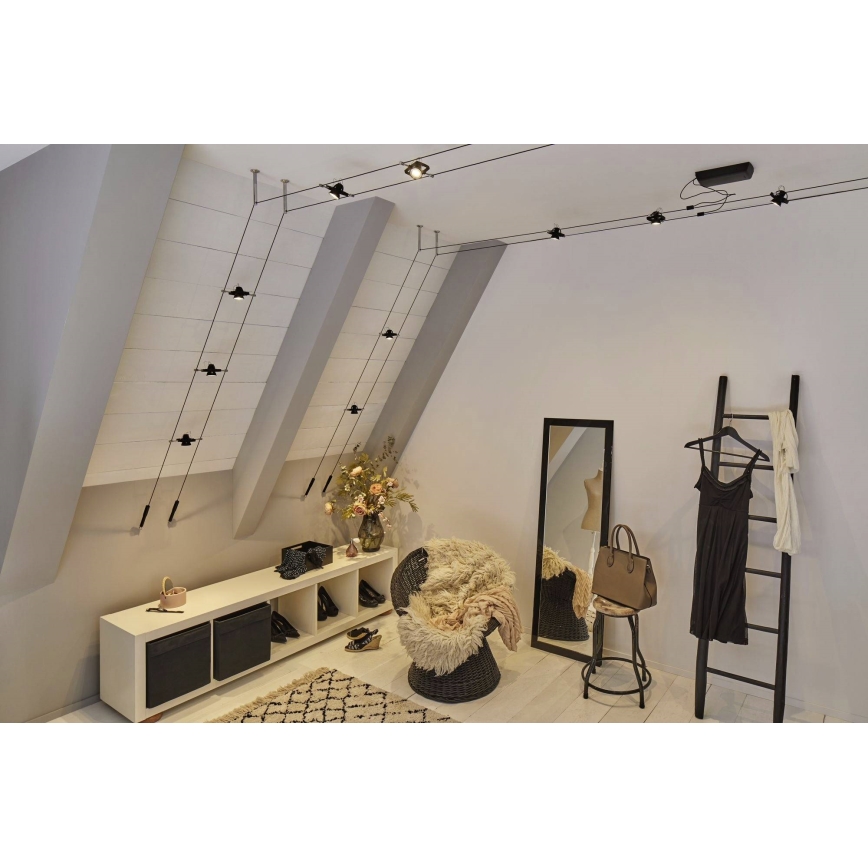 Paulmann 94434 - SET 5xGU5,3/10W Einbauleuchte für Seilsystem MAC 230V schwarz