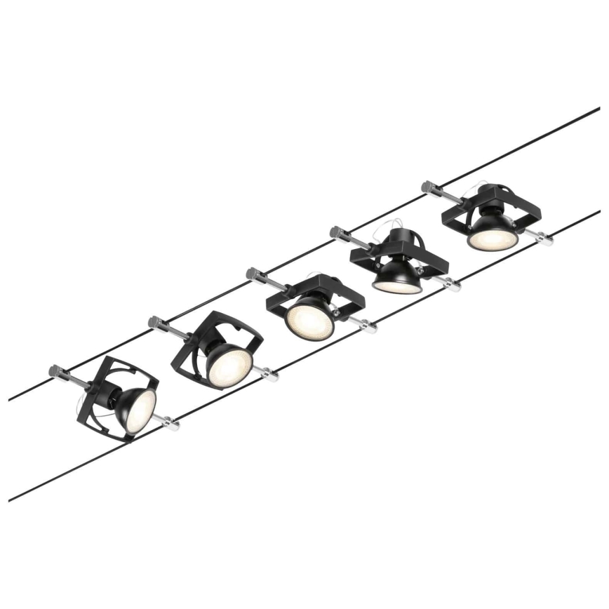 Paulmann 94434 - SET 5xGU5,3/10W Einbauleuchte für Seilsystem MAC 230V schwarz