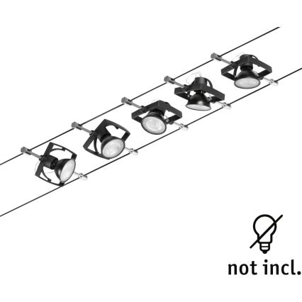 Paulmann 94434 - SET 5xGU5,3/10W Einbauleuchte für Seilsystem MAC 230V schwarz