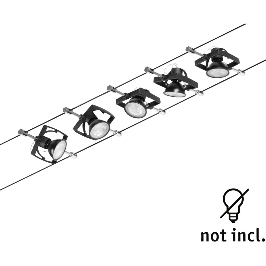 Paulmann 94434 - SET 5xGU5,3/10W Einbauleuchte für Seilsystem MAC 230V schwarz