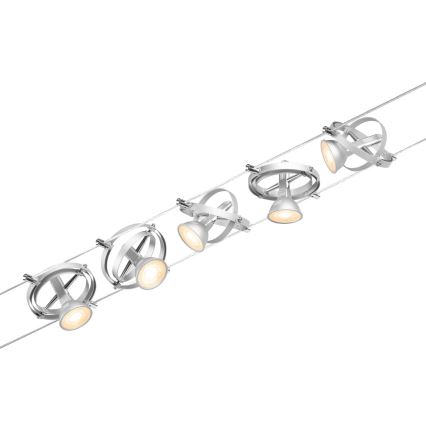 Paulmann 94436 - 5er-Set GU5.3/10W Komplettes CARDAN-Seilsystem 230 V mattchrom