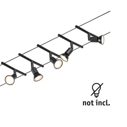 Paulmann 94446 - SET 5xGU5,3/10W Einbauleuchte für Seilsystem SALT 230V schwarz