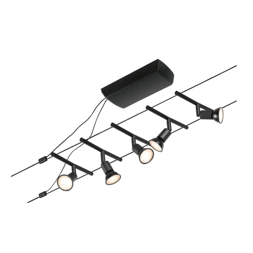 Paulmann 94446 - SET 5xGU5,3/10W Komplettes Seilsystem SALT 230V schwarz
