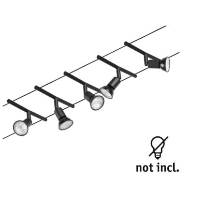 Paulmann 94446 - SET 5xGU5,3/10W Komplettes Seilsystem SALT 230V schwarz