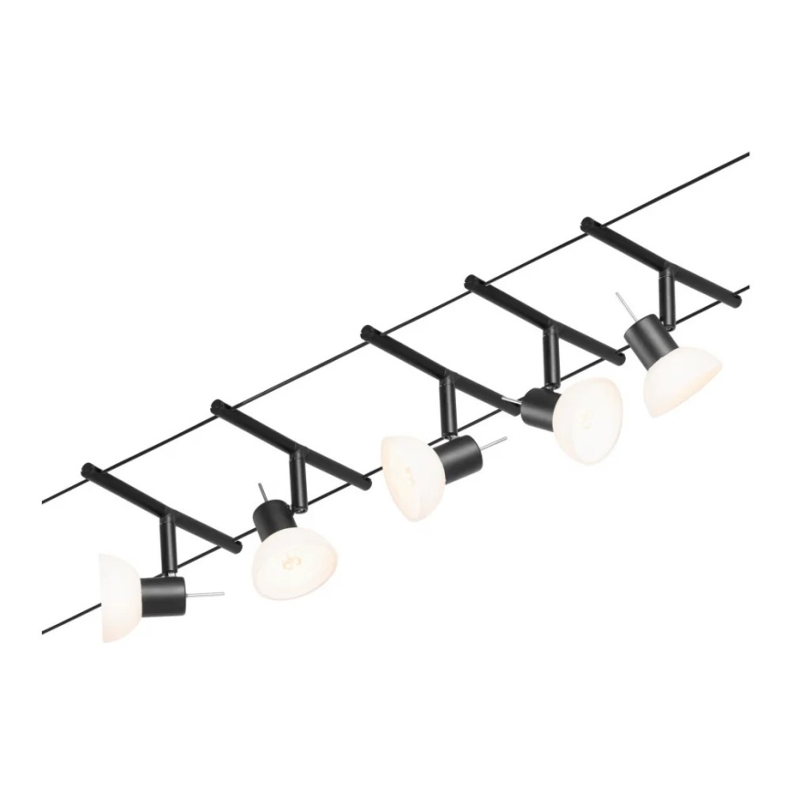 Paulmann 94450 - SET 5xGU5,3/10W Komplettes Seilsystem SHEELA 230V schwarz