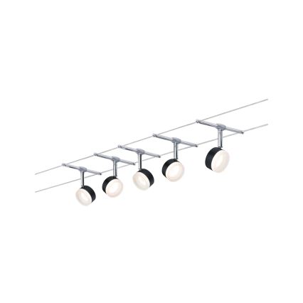 Paulmann 94457 - Set 5xLED/4W Komplettes Seilsystem CLEAR 230V schwarz/hochglanzchrom