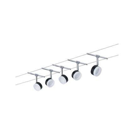 Paulmann 94457 - Set 5xLED/4W Komplettes Seilsystem CLEAR 230V schwarz/hochglanzchrom