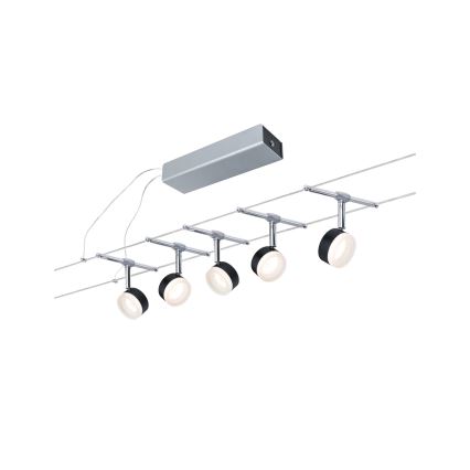 Paulmann 94457 - Set 5xLED/4W Komplettes Seilsystem CLEAR 230V schwarz/hochglanzchrom