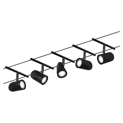 Paulmann 94469 - Set 5xGU5,3/10W Komplettes Seilsystem CUP 230V schwarz