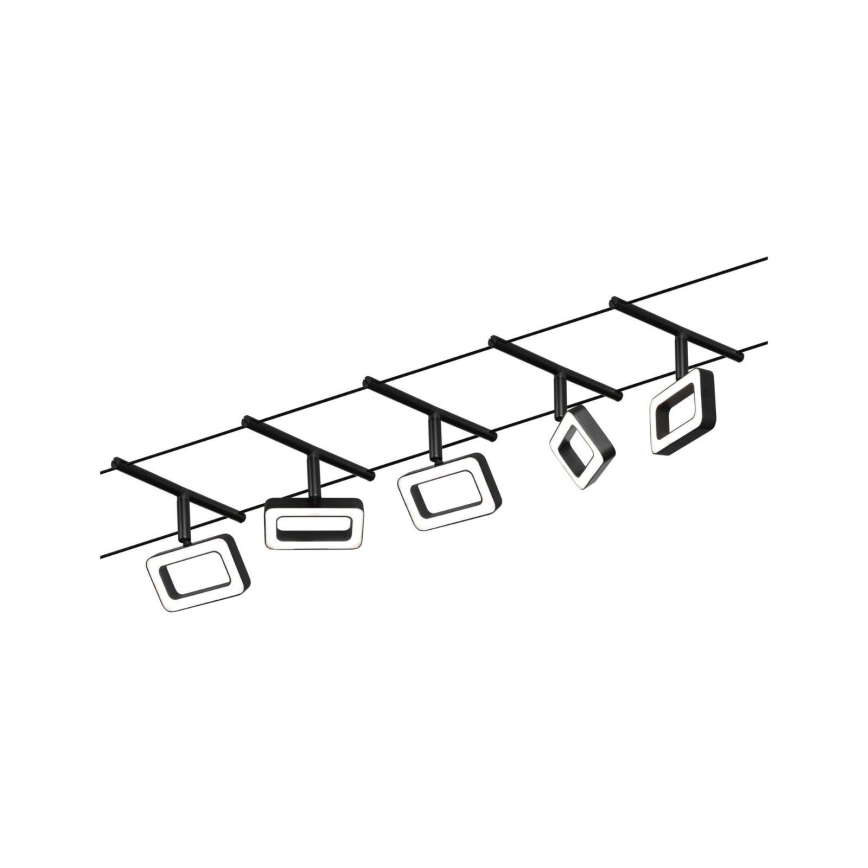 Paulmann 94485 - SET 5xLED/4,8W Komplettes Seilsystem FRAME 230V schwarz
