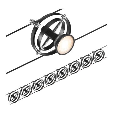 Paulmann 94494 - SET 8xGU5,3/7,5W Einbauleuchte für das Seilsystem CARDAN 230V schwarz