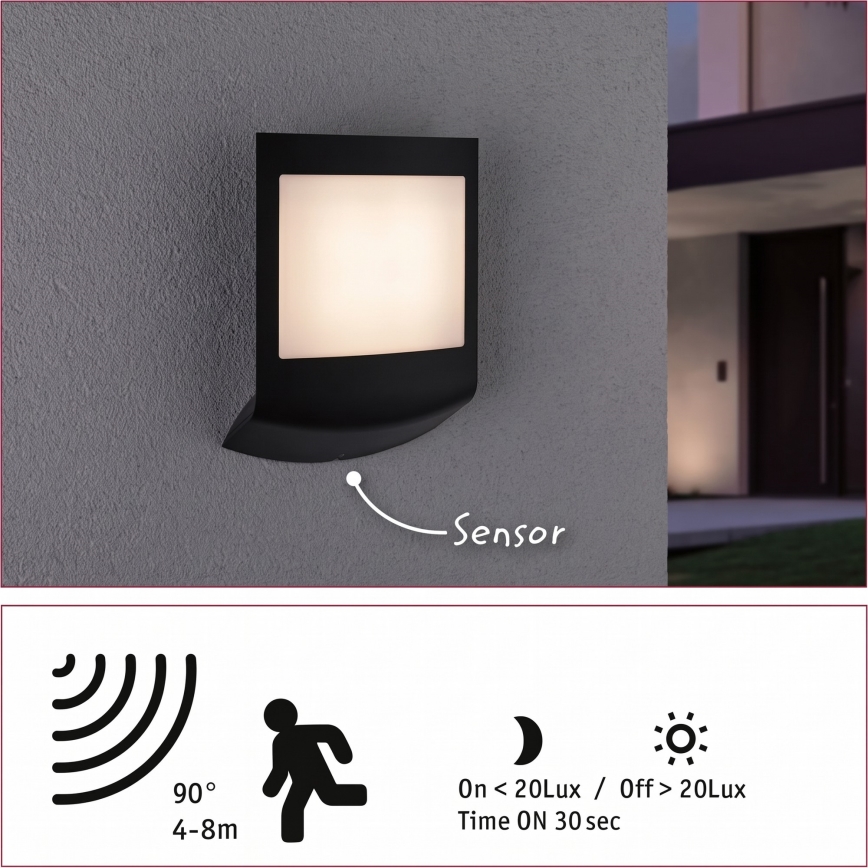 Paulmann 94513 - RGBW LED/8,2W IP44 dimmbare Außenwandleuchte mit Bewegungs- und Dämmerungssensor PADEA 230V anthrazit