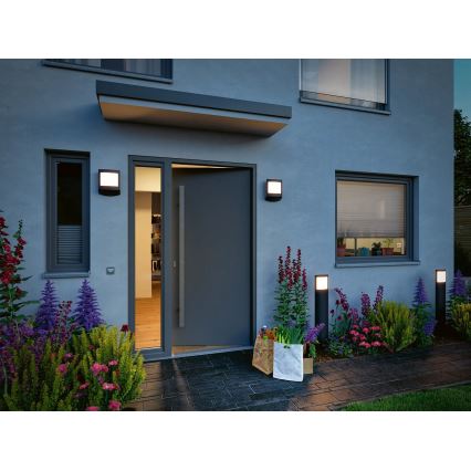 Paulmann 94515 - LED/8,5W IP44 dimmbare Außenleuchte mit Bewegungs- und Dämmerungssensor PADEA 230V anthrazit