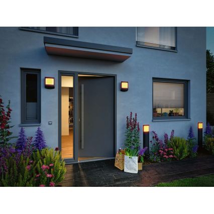 Paulmann 94515 - LED/8,5W IP44 dimmbare Außenleuchte mit Bewegungs- und Dämmerungssensor PADEA 230V anthrazit