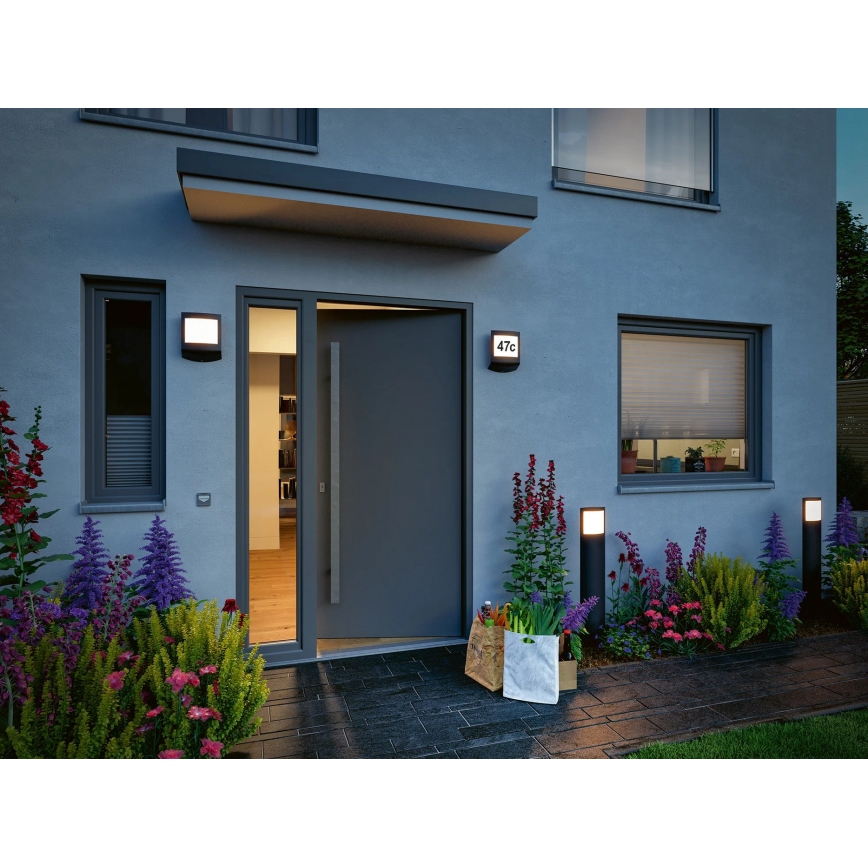 Paulmann 94515 - LED/8,5W IP44 dimmbares Hausnummernschild mit Bewegungs- und Dämmerungssensor PADEA 230V anthrazit