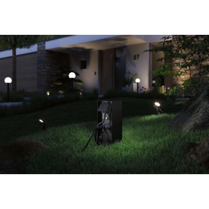 Paulmann 94701 - Outdoor-Steckdosensäule mit Dämmerungssensor RIO 2Z SCHUKO 230V IP44