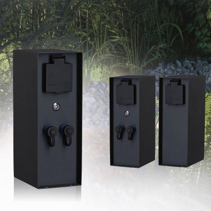 Paulmann 94701 - Outdoor-Steckdosensäule mit Dämmerungssensor RIO 2Z SCHUKO 230V IP44