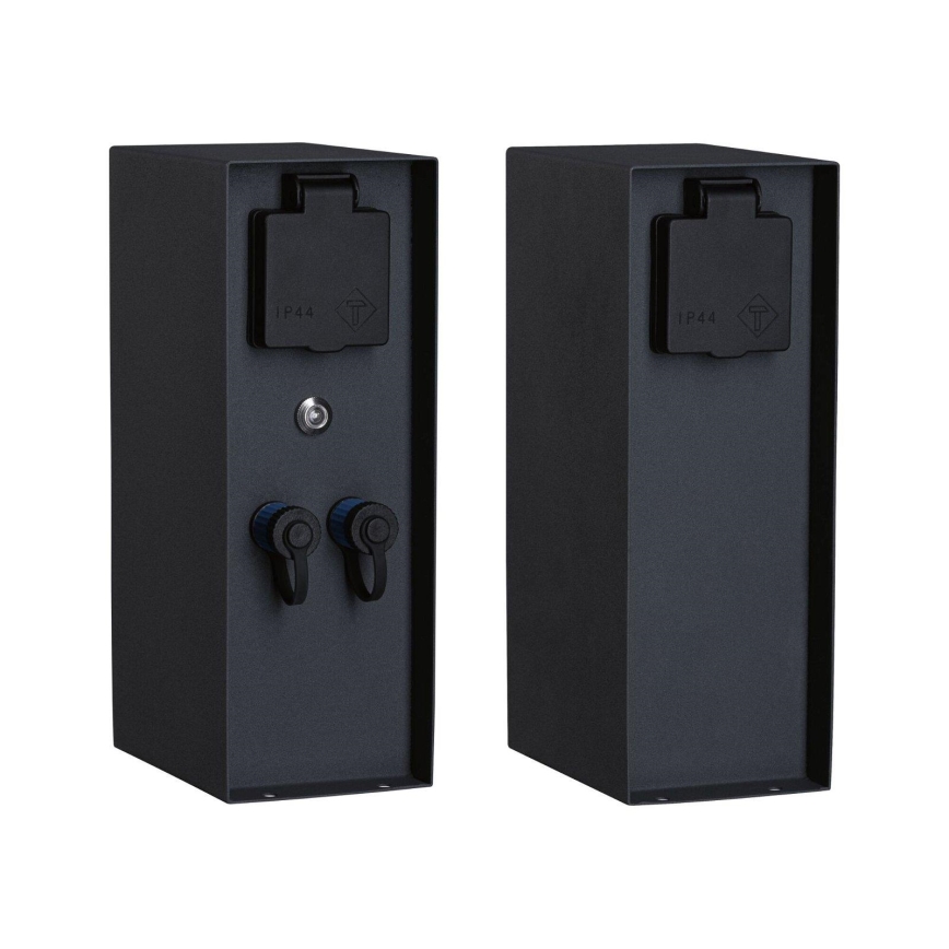 Paulmann 94701 - Outdoor-Steckdosensäule mit Dämmerungssensor RIO 2Z SCHUKO 230V IP44