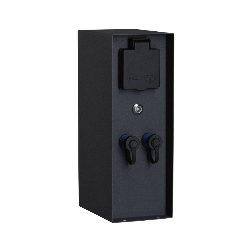 Paulmann 94701 - Outdoor-Steckdosensäule mit Dämmerungssensor RIO 2Z SCHUKO 230V IP44